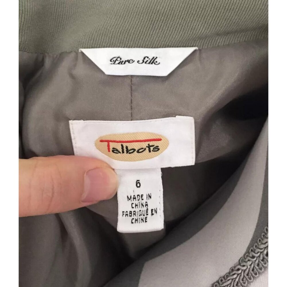 Talbots Gray Green Solid Pure Silk 2 Button Blaze… - image 7